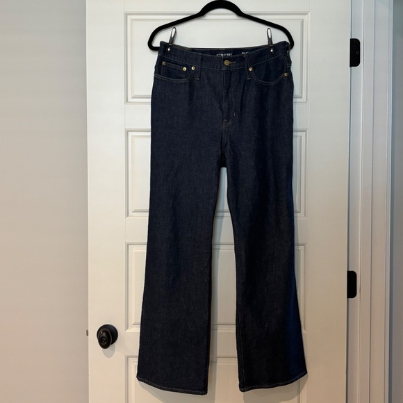 JCREW High-rise slim wide jean in 1996 semi-stretch in Dark Blue Size 30 Tall - Picture 2 of 13